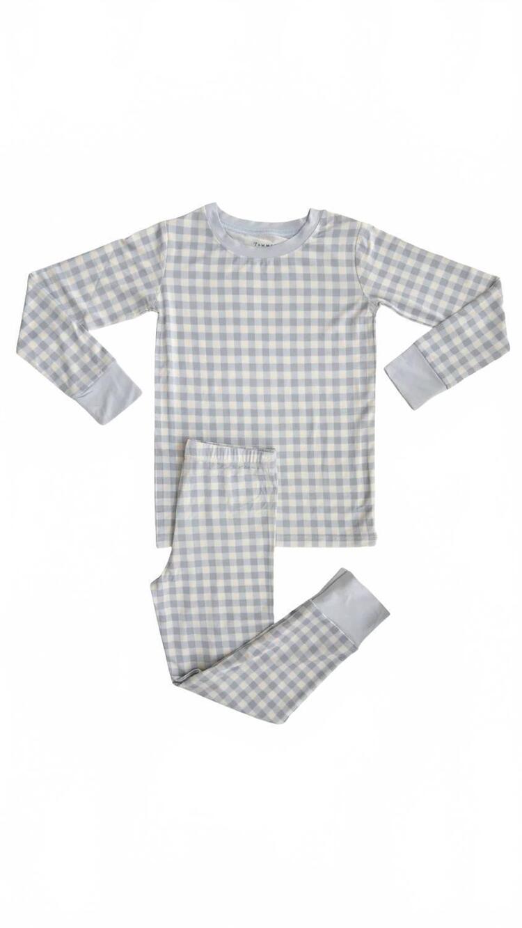 NEW IN MY JAMMERS boys gingham two piece set in blue